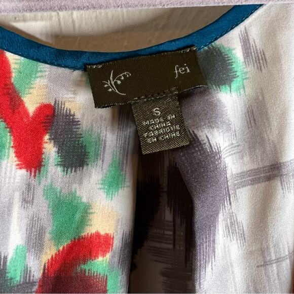 Anthropologie Fei Liquid Bouquet Floral Tank Top Sz Small Red Blue Watercolor - Picture 7 of 8